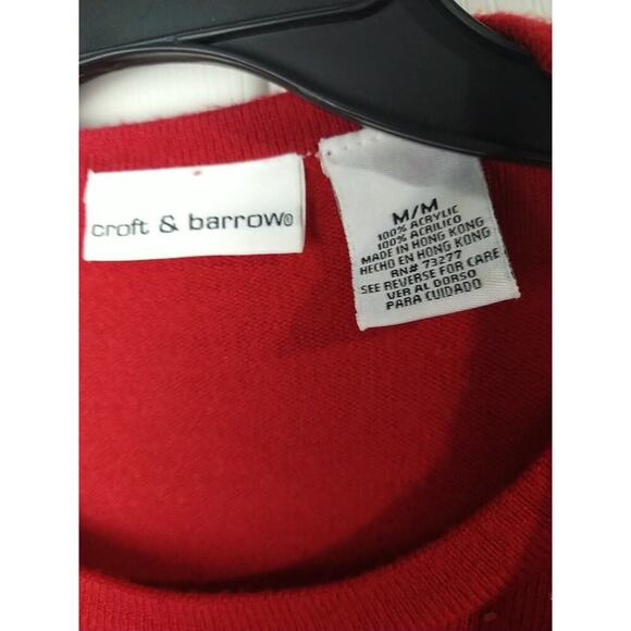 Croft And Barrow Woman M Sweater Red Beaded Pullover Cardigan Tank Front Lined - Picture 3 of 10